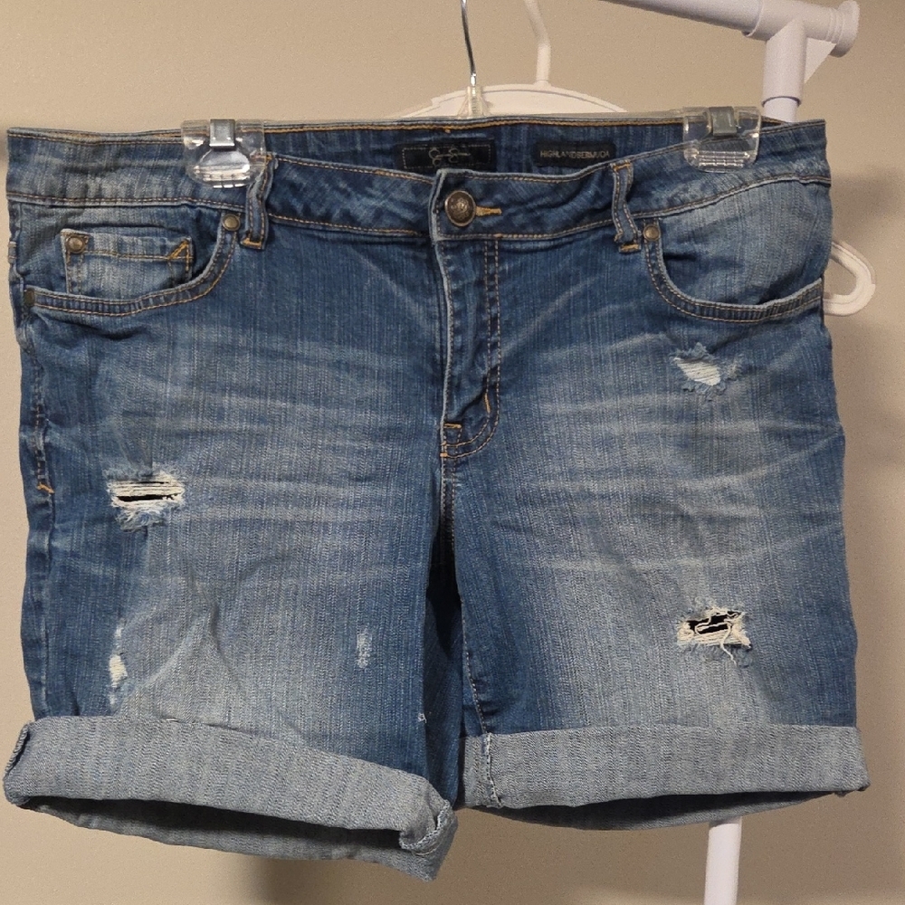 Jessica Simpson Distressed Blue Jean Shorts